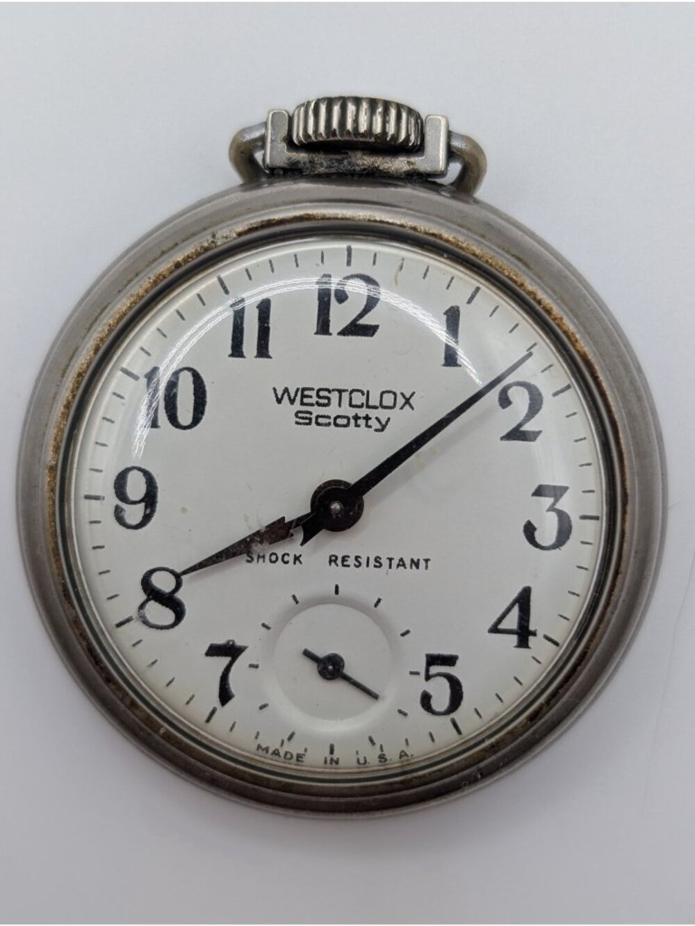 Vintage Westclox Scotty Pocket Watch Mechanical Wind up Mid Century Modern